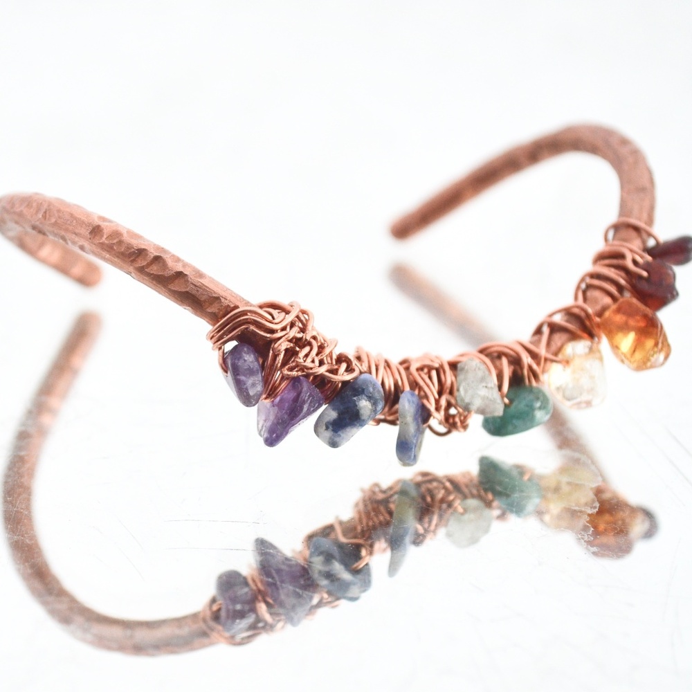 Chakra Bracelet Natural Copper Wire Wrapped Reiki - Picture 7 of 9